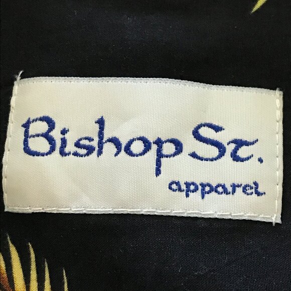 Bishop Street Hawaiian Shirt Men L Green Floral Button Up Pocket Short Sleeve - Picture 3 of 9